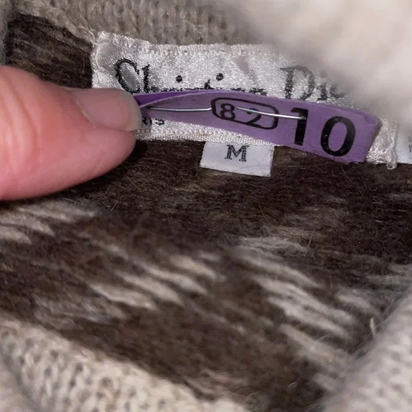 Christian Dior Angora wool sweater cowl neck M tan brown